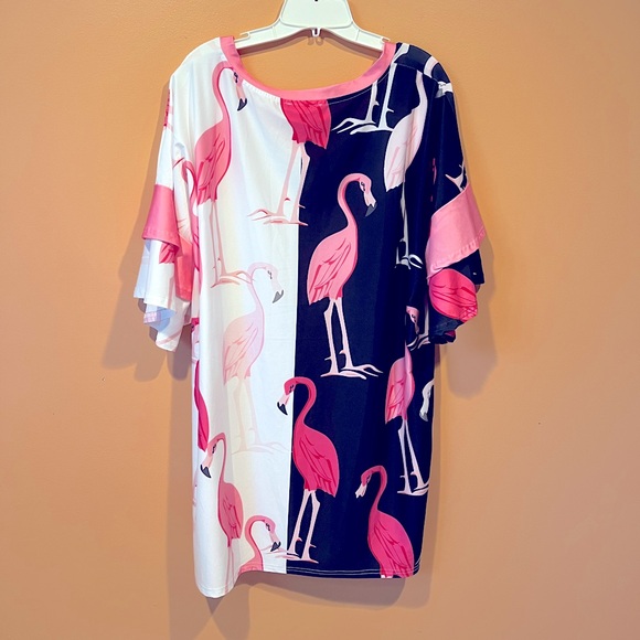 Flamingo Plus Size 1X Long V Neck Tiered Sleeve Women’s Tunic Top - Picture 2 of 6